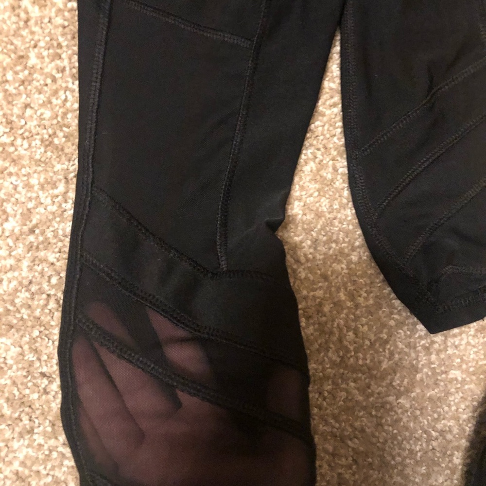 High waisted exercise leggings with mesh sides